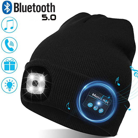 Gorro de LED com fone de ouvido estéreo