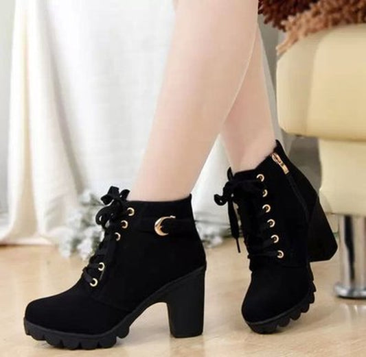 Botas femininas de salto grosso outono inverno