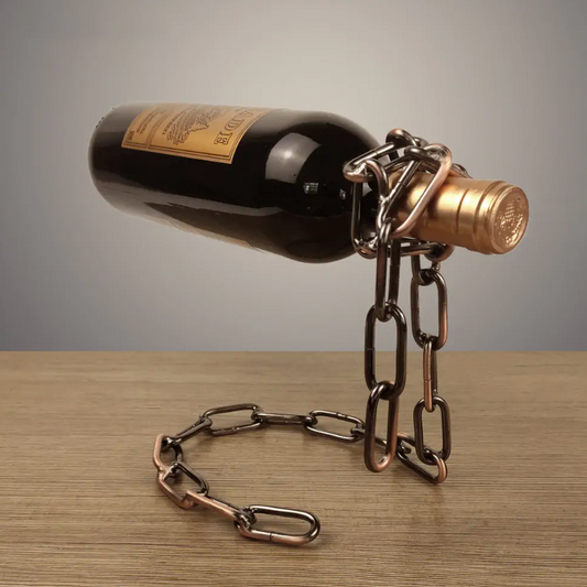 Suporte para garrafa de vinho com corrente mágica de ferro